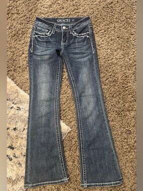 Grace in LA Girls Dark Wash Flare Jeans